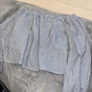 off the shoulder brandy striped top